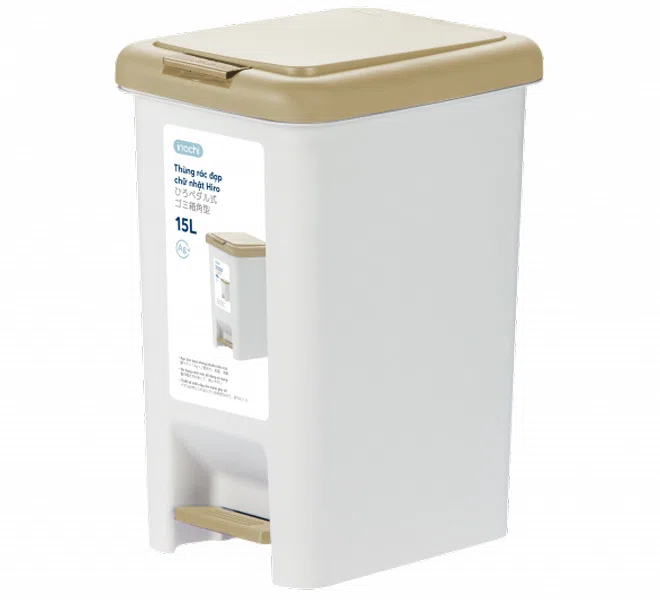 Thùng rác đạp chữ nhật Inochi Hiro 15L