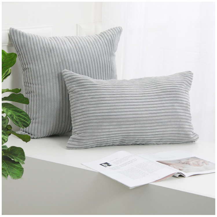 Gối sofa/giường đơn giản bằng vải nhung kẻ sọc dọc