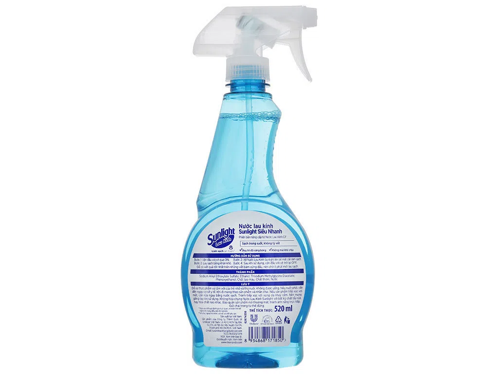 Nước lau kính siêu nhanh Sunlight chai 520ml