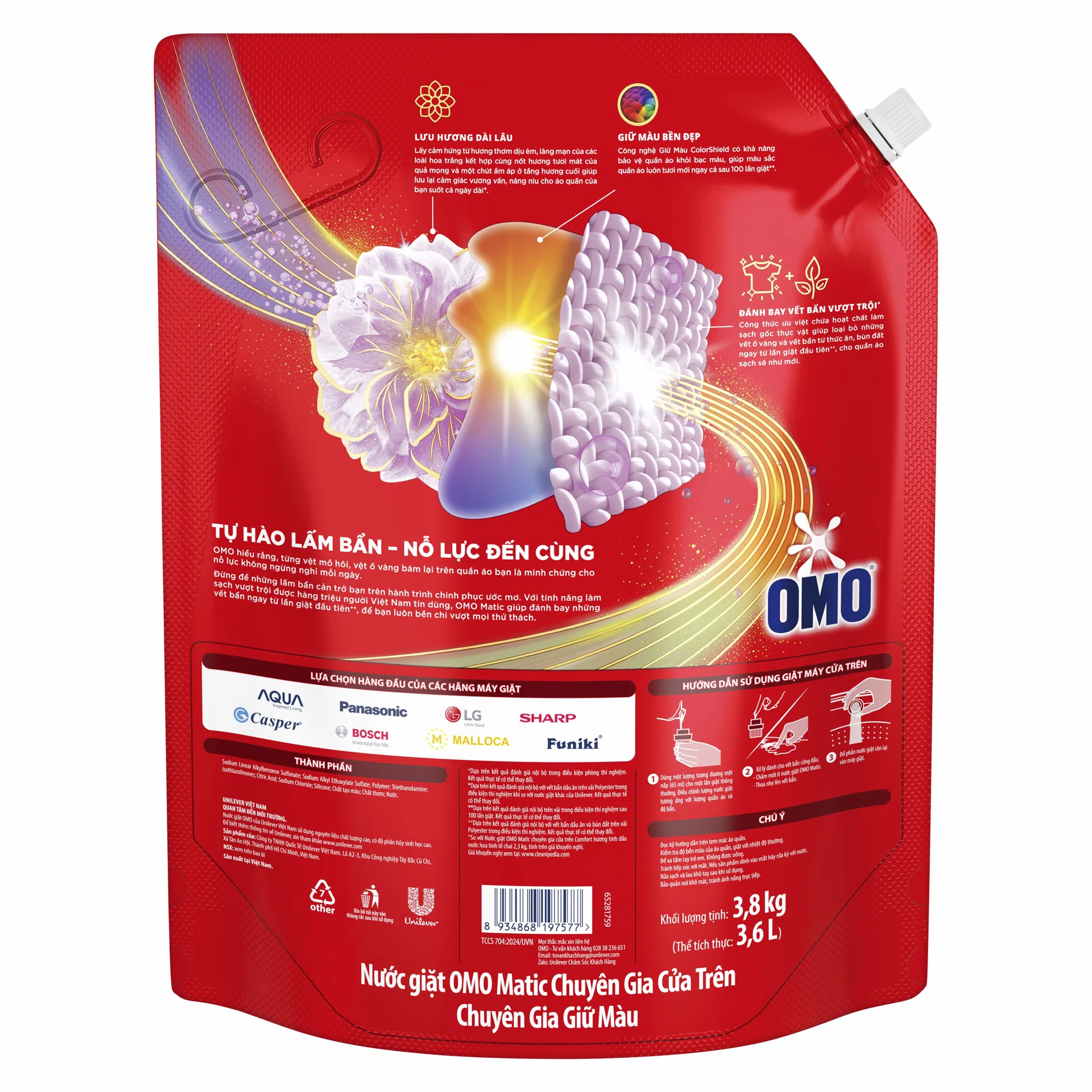 Nước giặt OMO cửa trên Giữ màu 3.8kg