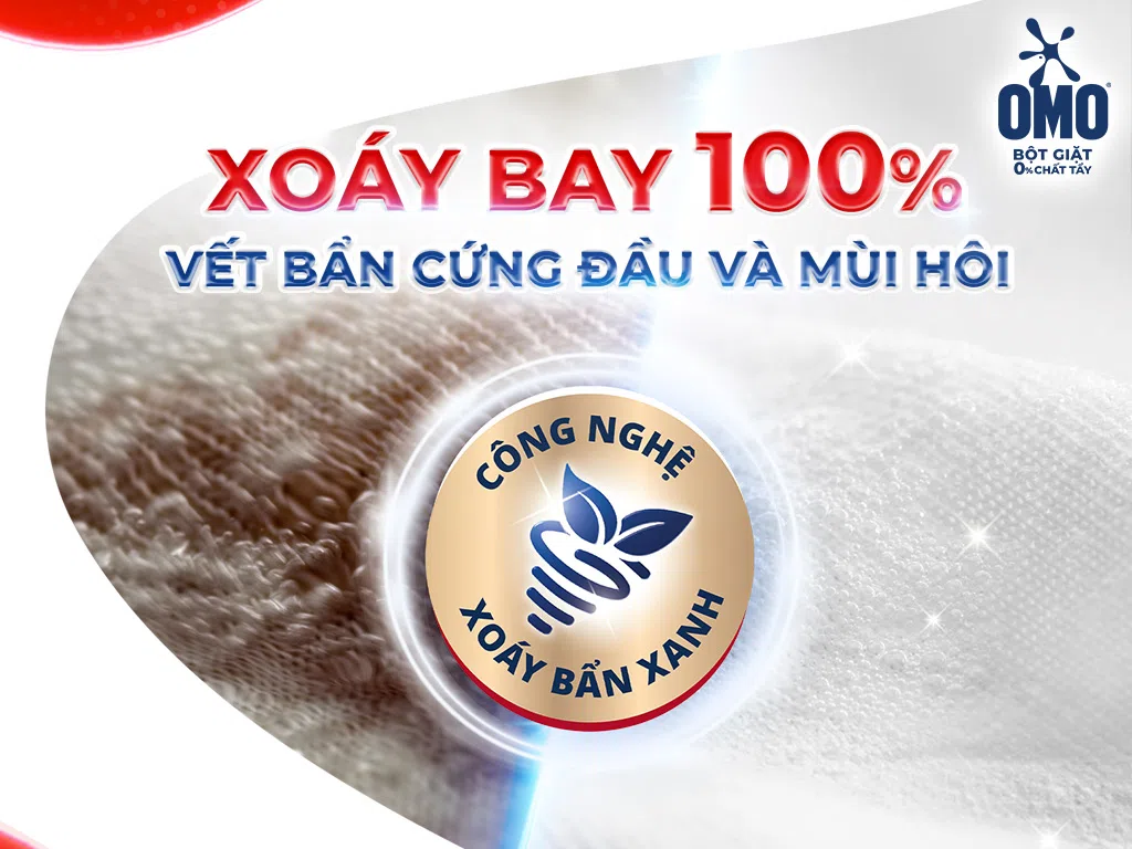 Bột giặt OMO công nghệ giặt xanh giúp xoáy bay vết bẩn loại bỏ mùi hôi túi 5.5kg
