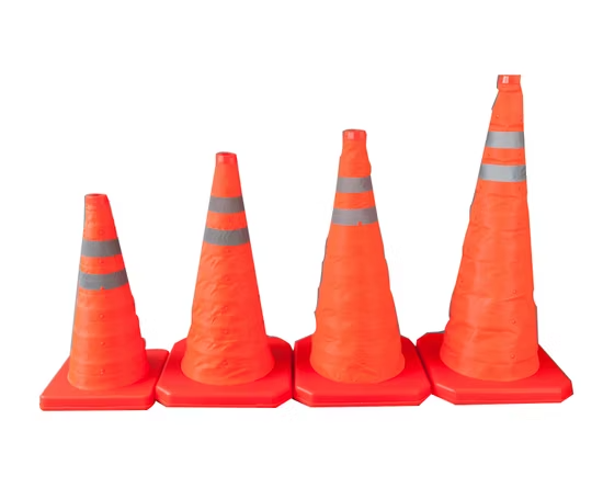 Cọc phân làn giao thông phản quang an toàn, có thể thu gọn, gấp gọn, đường kính 45cm.