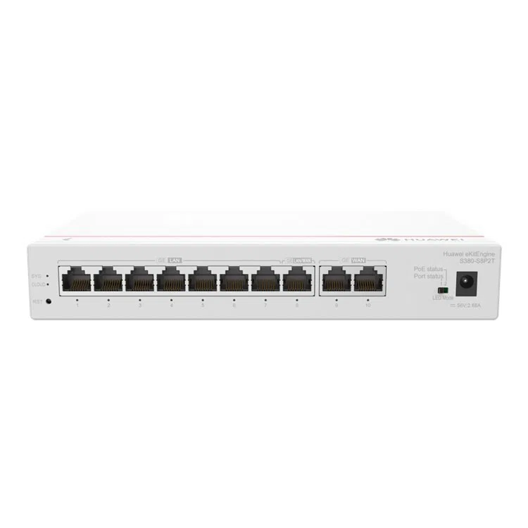 Multi-Service Gateway S380-S8P2T, 2*GE WAN, 8*GE LAN(PoE+, 124W)