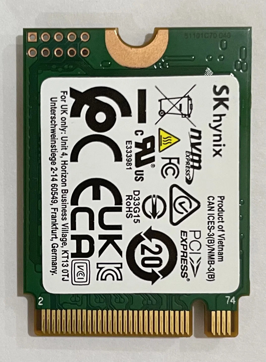 SSD Hynix 256GB M2 2230 PCIe Gen 4.0