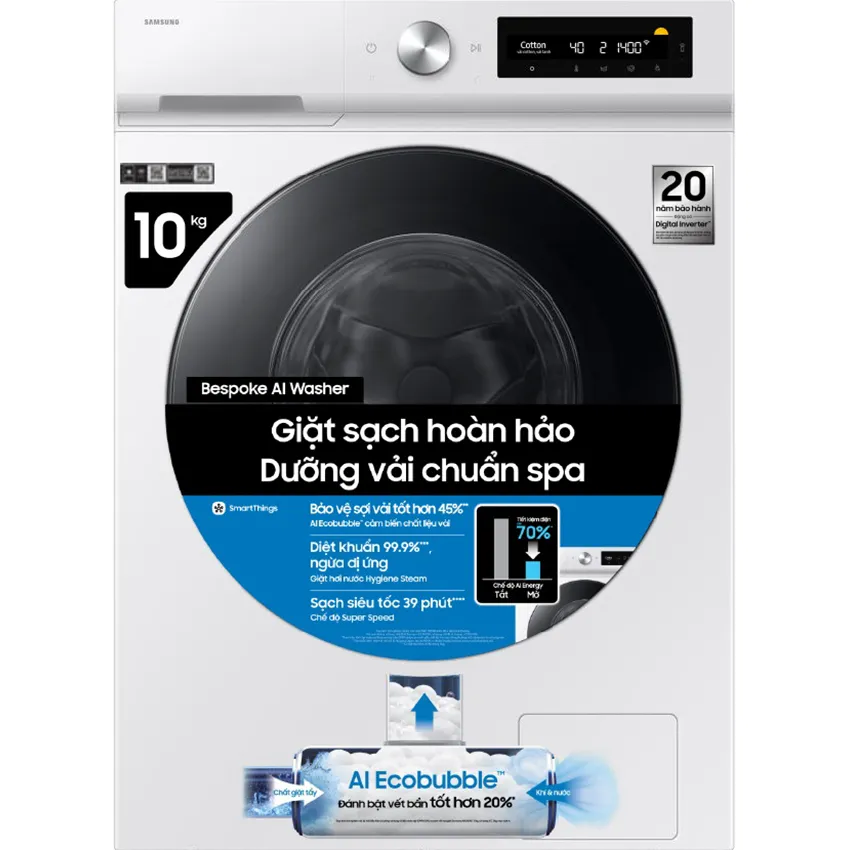 Máy giặt Samsung Inverter 10 kg WW10DB7U34GWSV Chính Hãng