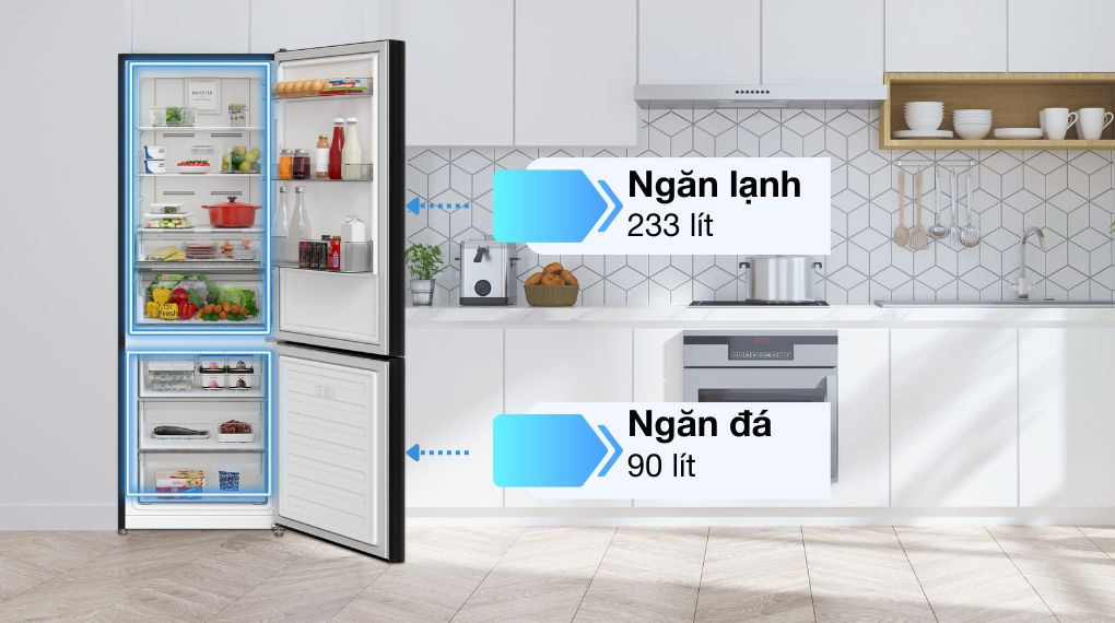 Tủ lạnh Hitachi Inverter 323 lít HRBN6340DGBKVN