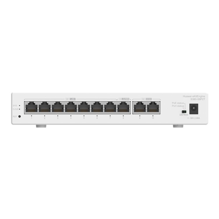 Multi-Service Gateway S380-S8P2T, 2*GE WAN, 8*GE LAN(PoE+, 124W)